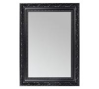 CLAMARO 'OTTO' Antique Wall Mirror 70 x 70 cm with Frame | Black Matt | Shabby Chic Vintage Baroque Mirror with Wooden Frame | Baroque Mirror with Metal Hanger and Mounting Material