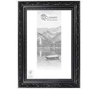 CLAMARO 'OTTO' Picture Frame Antique 15 x 20 Solid Wood | Matte Black | 80 mm Wide Shabby Chic Vintage Baroque Frame | Wooden Frame with Acrylic Glass, Back Panel, Metal Hanger