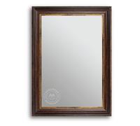 CLAMARO Prag Antique Wall Mirror 60 x 80 cm with Frame | Brown Gold | Shabby Chic Vintage Baroque Mirror with Wooden Frame | Baroque Mirror with Metal Hanger and Mounting Material