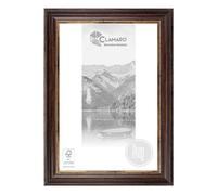 CLAMARO Prague Antique Baroque Picture Frame, Brown Gold, 45x60 cm | Spruce Wood, Acrylic Glazing, HDF Backing Board, Metal Hanger, Portrait and Landscape, Handmade, Without Mount