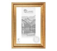 CLAMARO Riga Antique Baroque Picture Frame, Solid Wood, Gold, 42x56 cm | Spruce, Moulding Depth 33 mm, Outer Size 54x68 cm, Acrylic Glazing, HDF Backing Board, Metal Hanger, Portrait and Landscape