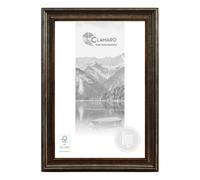 CLAMARO 'Riga' Picture Frame Antique 25 x 45 Solid Wood Silver Antique Gold 68 mm Wide Shabby Chic Vintage Baroque Frame Wooden Frame with Acrylic Glass Back Panel Metal Hanger