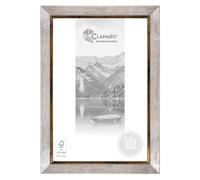 CLAMARO Sofia Antique Picture Frame 33 x 48 Solid Wood Silver Gold 50 mm Wide Shabby Chic Vintage Baroque Frame with Acrylic Glass Back Panel Metal Hanger