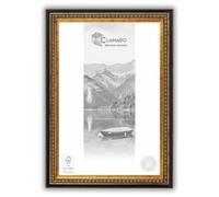 CLAMARO 'SPLIT' Antique Picture Frame 12 x 17 Solid Wood Black Gold 52 mm Wide Shabby Chic Vintage Baroque Frame Wooden Frame with Acrylic Glass Back Panel Metal Hanger