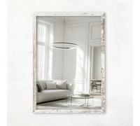 CLAMARO Vision Wall Mirror 60x70 cm Vintage White with Frame, 300+ Sizes Selectable, Real Glass Mirror Installable in Portrait & Landscape Format - Handmade in Germany