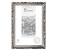 CLAMARO 'WIEN' Picture Frame Antique 61 x 91 cm Solid Wood Silver 60 mm Wide Shabby Chic Vintage Baroque Frame Wooden Frame with Acrylic Glass Back Panel Metal Hanger