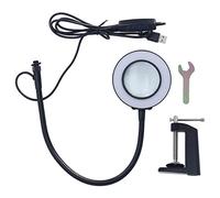 Clamp Magnifying Lamp USB LED Lighted Glass 11 Levels Brightness Adjustable Soldering Workbench Reading Jewelry Making