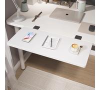 Clamp-On Desk Extender Shelf for Home & Office - 90° Folding Keyboard Tray with Elbow Support & Arm Rest, White Stone Finish (70x24cm/28x10in)