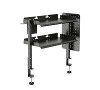 Clamp On Desk Pegboard 16 Inches Organizer Shelf Adjustable Under Desk Storage Holds 44 lbs(Black)