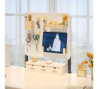 Clamp-On Desk Pegboard Kit 16in Pegboard for Office No Drill Floating Privacy Panel Versatile Partition Panel with White Clips for Efficient Desk nization