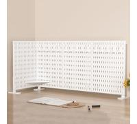 Clamp-On Desk Pegboard Privacy Panel No-Drill Office Display Desk Accessories for Home & Gaming 120x40cm (White) - Enhance Productivity & Style