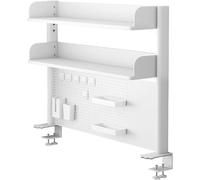 Clamp-On Desk Shelf Extender, Adjustable 23.6/31.5/39.3in, Pegboard Organizer for Office & Gaming, Sl esktop Storage Solution with Privacy Panel