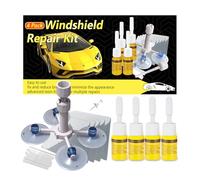 CLAMPER Windshield Crack Repair Kit, Windshield Repair Kit for Chips and Cracks, 4 Pcs Car Glass Repair Kit, Cracks Gone Glass Repair Kit Automotive Quick Fix for Chips, Cracks, Bullseyes (Yellow)