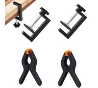 Clamps for Woodwork, 2 G Clamps and 2 A Clamps Set, Heavy Duty Steel Construction with Plastic Handles, for Woodworking, Furniture Making, DIY Projects and Home Repairs