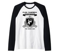 Clan Campbell Scottish Kilt Sword Crest Highland Raglan Baseball Tee