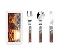 Clan Macleod of Lewis Modern Tartan Portable Kids Utensil Set Stainless Steel Fork, Spoon & Knife 3-Piece-Set, Easy to Clean, and Perfect for School, Travel, Or Home Use