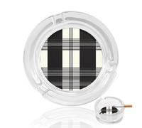 Clan Macleod Scottish Tartan Plaid Pattern Funny Glass Ashtray for Cigarettes Clear Decorative Ash Tray for Smokers Home Office