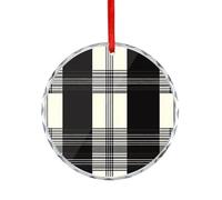 Clan Macleod Scottish Tartan Plaid Pattern Printed Hanging Ornament Glass Round Christmas Pendants Decorative Xmas Tree
