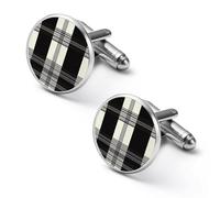Clan Macleod Scottish Tartan Plaid Pattern Trendy Shirt Cufflinks for Men Silver Cuff Links Dress Shirts Wedding Office