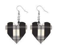Clan Macleod Scottish Tartan Plaid Pattern Trendy Wooden Earrings for Women Boho Charms Studs Lightweight Dangle Drop Pendant Star