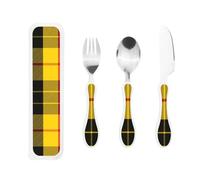 Clan Macleod Tartan Portable Kids Utensil Set - Stainless Steel Fork, Spoon & Knife 3-Piece-Set, Easy to Clean, and Perfect for School, Travel, Or Home Use