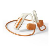 Clan S1 - Bluetooth Open-Ear Headphones with Wrap Around Ear Hook & Neckband for Sports & Cycling, Secure Fit, Wireless Earbuds with Built-in Controls, 15hr Playtime, Orange & Beige