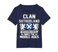 Clan Sutherland Scottish Family Scotland Mothers Day Fathers T-Shirt, Women's Plus, Navy Blue, 6X