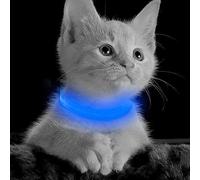 Clan_X LED Cat Collar, Glow in The Dark USB Rechargeable Flashing Dog Collar, Light Up Adjustable Pet Collar for Nighttime Dog Walking (Extra Small, Blue)