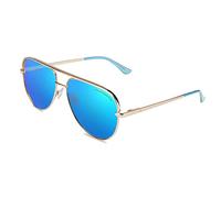 CLANDESTINE - Sunglasses Panorama 0 Gold Light Blue by Pablo Ibáñez - Blue HD Nylon Lenses and Stainless Steel Frame - Unisex Glasses - Smart Vision Technology - More Sharpness and Less Glare