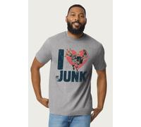 Clangers Men's The Iron Chicken I Love Heart Junk Retro T-Shirt in Mid Grey | Size: Medium Clangers Mid Grey M