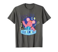 Clangers Small Clanger Let's Go Explore Retro T-Shirt, Men, Asphalt Grey, 4X-Large