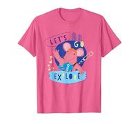 Clangers Small Clanger Let's Go Explore Retro T-Shirt, Men, Pink Heather, Small