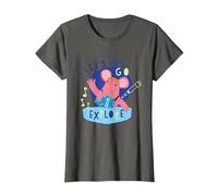 Clangers Small Clanger Let's Go Explore Retro T-Shirt, Women, Asphalt Grey, Small