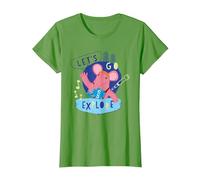 Clangers Small Clanger Let's Go Explore Retro T-Shirt, Women, Grass Green, Small