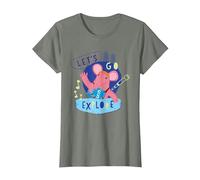 Clangers Small Clanger Let's Go Explore Retro T-Shirt, Women, Olive Heather, Medium