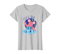 Clangers Small Clanger Let's Go Explore Retro T-Shirt, Women, Silver Grey, XX-Large