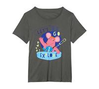 Clangers Small Clanger Let's Go Explore Retro T-Shirt, Women's Plus, Asphalt Grey, 2X