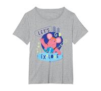 Clangers Small Clanger Let's Go Explore Retro T-Shirt, Women's Plus, Heather Grey, 2X