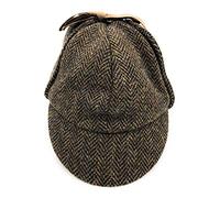 Clans of Scotland - Deerstalker Hat - Scottish Traditional - - Harris Tweed - Two Peaks and Ear Flaps - Autumn Spring Winter Brown Herringbone - Single Piece (Small)…