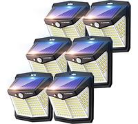 Claoner 128 LED Solar Motion Sensor Security Lights with 3 Lighting Modes IP65 Waterproof Durable Solar Powered Wall Lights 270° Lighting Angle for Yard, Door, Fence, Pathway (6 Pack)