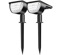 CLAONER 32 LED Solar Spotlights, Wireless Waterproof Outdoor Solar Powered Wall Lights for Yard Garden Driveway Porch Walkway Pool Patio - Cool White (2 Pack)