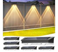 CLAONER Solar Fence Lights Outdoor Garden, 3000/4500/6000K IP65 Waterproof Solar Lights Outdoor, Dusk to Dawn Decking Lighting for Outside Backyard Deck Stair Patio Yard Step Wall, 6 Pack