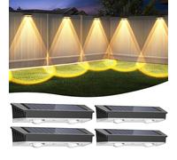 CLAONER Solar Fence Lights Outdoor Garden, 3000/4500/6000K IP65 Waterproof Solar Lights Outdoor, Dusk to Dawn Decking Lighting for Outside Backyard Deck Stair Patio Yard Step Wall, 4 Pack