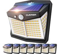 CLAONER Solar Lights Outdoor, [128 LED/8 Packs] Solar Motion Lights 3 Working Modes Solar Wall Lights with 270°Wide Angle Wireless IP65 Waterproof Motion Sensor Outdoor Deck Lights, Warm White