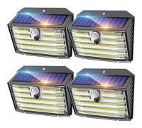CLAONER Solar Lights Outdoor, Super Bright 126LED Solar Security Lights PIR Motion Sensor with 3 Lighting Modes, 270° Lighting Angle, Wireless IP65 Waterproof Wall Lights for Outside (4 Pack)