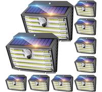 CLAONER Solar Lights Outdoor, Super Bright 126LED Solar Security Lights PIR Motion Sensor with 3 Lighting Modes, 270° Lighting Angle, Wireless IP65 Waterproof Wall Lights for Outside (10 Pack)