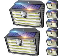 CLAONER Solar Lights Outdoor, Super Bright 126LED Solar Security Lights PIR Motion Sensor with 3 Lighting Modes, 270° Lighting Angle, Wireless IP65 Waterproof Wall Lights for Outside (8 Pack)