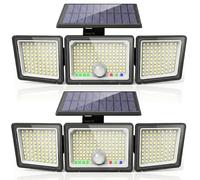 CLAONER Solar Lights Outdoor, Upgraded 286 LED Motion Sensor Security Light with 360° Wide Lighting Angle, Easy to Install, IP65 Waterproof Durable Solar Powered Flood Lights for Outside 2 Pack