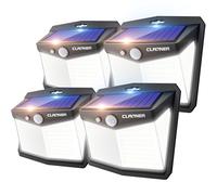 Claoner Solar Motion Sensor Lights, [128 LED/4 Packs] Outdoor Solar Lights 3 Working Modes Solar Wall Lights with 270° Wide Angle Wireless IP65 Waterproof Solar Security Lights for Yard Garage Deck