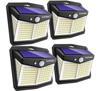 CLAONER Solar Powered Lights Outdoor, Upgraded Wireless 270° IP65 Solar Motion Sensor Security/Wall Light for Front Door, Yard, Garage, Garden, Cool White (4 Pack)